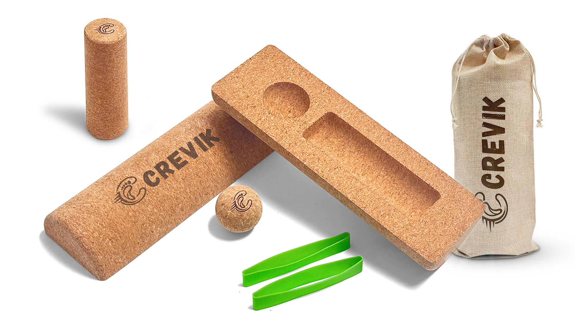 CREVIK Cork Balance Board Kit — 4-in-1 natural cork foot care and balance training