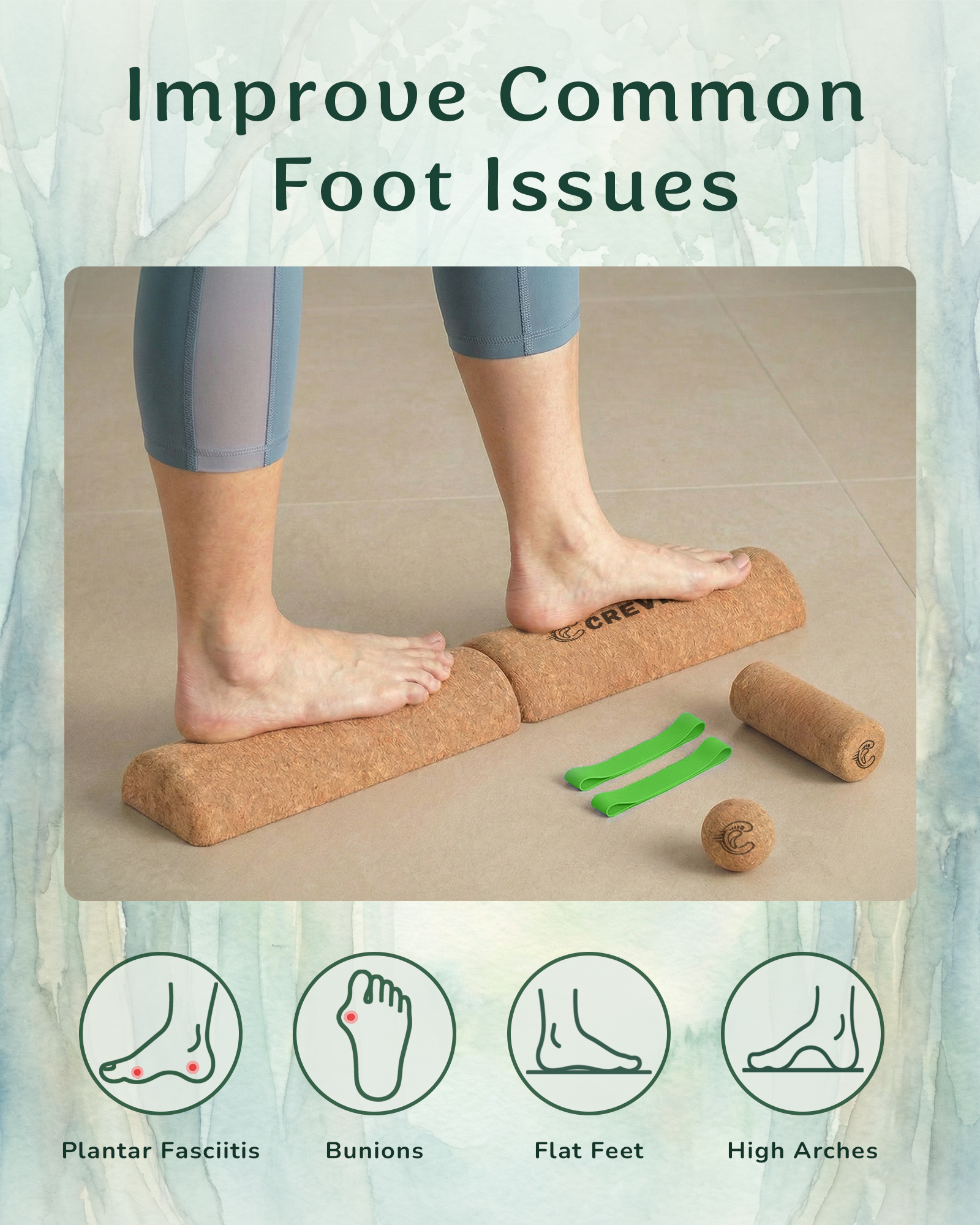 Improve common foot issues — plantar fasciitis, bunions, flat feet, and high arches